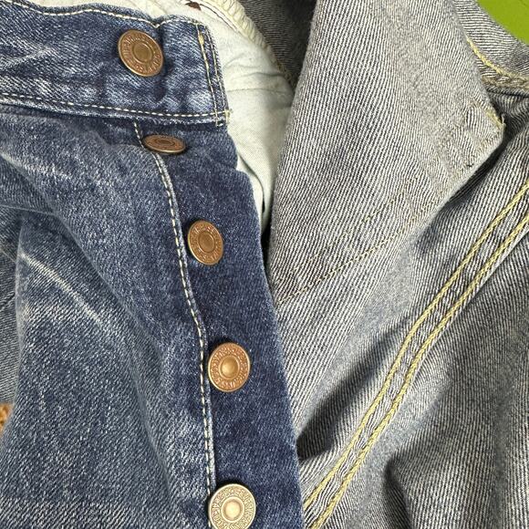 VTG 90s Levis 501 Button Fly Jeans Mens 38x32 Blue Baggy Wide Leg Irregular 4093 - Picture 10 of 11